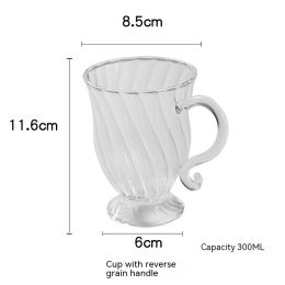 Classical British Glass Striped Heat-resistant Goblet Microwave Oven Available Tea Cup Afternoon Tea Explosion-proof Love Pot