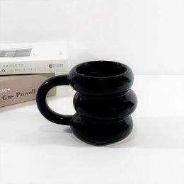 Niche Design Stacked Circle Ceramic Coffee Cup High-grade Mug Household