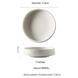 Household Ceramic Round Meal Tray Deep Plates Dumpling Plate Hotel Japanese Style Tableware