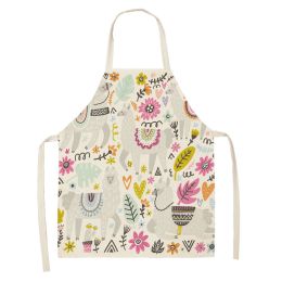 Alpaca Cartoon Cotton Linen Apron Sleeveless Antifouling Kitchen Home Cooking Waist Hanging Neck Kids' Bib