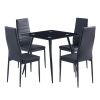 4pcs Elegant Assembled Stripping Texture High Backrest Dining Chairs Black