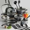 18-Piece Nonstick Cookware Set; Steel Gray