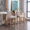 30 Inches Seat Height Bar Chairs Set of 2; Wing Back Farmhouse Nailhead Trim Upholstered Bar stools with Tufted Upholstered ; Cream