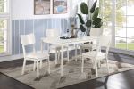 Classic Stylish White Finish 5pc Dining Set Kitchen Dinette Wooden Top Table and Chairs Cushions Seats