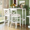 TOPMAX Farmhouse 48'Rectangular Wood Bar Height Dining Set Kitchen Breakfast Nook with 2 Chairs for Small Places; Cherry+White