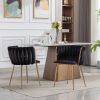 Dining Chair; Thickened fabric chairs with wood legs; Set of 2; Black