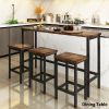 TOPMAX Counter Height Extra Long Dining Table Set with 3 Stools Pub Kitchen Set Side Table with Footrest; Brown