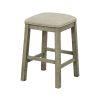 TOPMAX 4 Pieces Counter Height Table with Fabric Padded Stools; Rustic Bar Dining Set with Socket; Gray Green