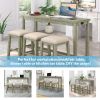 TOPMAX 4 Pieces Counter Height Table with Fabric Padded Stools; Rustic Bar Dining Set with Socket; Gray Green