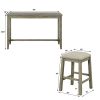 TOPMAX 4 Pieces Counter Height Table with Fabric Padded Stools; Rustic Bar Dining Set with Socket; Gray Green