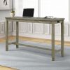 TOPMAX 4 Pieces Counter Height Table with Fabric Padded Stools; Rustic Bar Dining Set with Socket; Gray Green