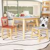 5 Piece Kiddy Table and Chair Set ; Kids Wood Table with 4 Chairs Set Cartoon Animals (bigger table)(3-8 years old)