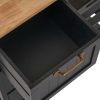 76*37*84cm Three Drawers Three Layers Bronze Color Handle Rubber Wood Log Color Table Top Black Spray Paint Dining Car