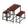 4-Piece Dining Table Set Home Kitchen Table and Chairs Industrial Wooden Dining Set with Metal Frame and 2 Stools+1 Bench; Dark Brown