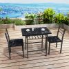 Modern 3-Piece Dining Table Set with 2 Chairs for Dining Room; Black Frame+Printed Black Marble Finish