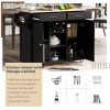 Kitchen Island Cart with Two Storage Cabinets and Four Locking Wheels; Wine Rack; Two Drawers; Spice Rack; Towel Rack