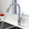 Single Handle High Arc Brushed Nickel Pull Out Kitchen Faucet; Stainless Steel Kitchen Sink Faucets with Pull Down Sprayer