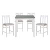 5-Piece Pack Counter Height Set Weathered Gray and White Table and Fabric Upholstered 4 Chairs Casual Dining Furniture