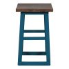 TOPMAX Rustic Counter Height 5-Piece Dining Set; Wood Console Table Set with 4 Stools for Small Places; Walnut+Blue