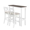 TOPMAX Farmhouse 48'Rectangular Wood Bar Height Dining Set Kitchen Breakfast Nook with 2 Chairs for Small Places; Cherry+White