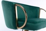 Set of 2 Bar Stools; with Chrome Footrest and Base Swivel Height Adjustable Mechanical Lifting Velvet + Golden Leg Simple Bar Stool-Green