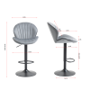 Bar Stools Set of 2 - Adjustable Barstools with Back and Footrest; Counter Height Bar Chairs for Kitchen; Pub -Grey