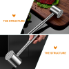 Meat Masher Tool Cube Steak Maker Meat Beater Hammer Pork Metal Hammer Meat Stainless Steel Bbq Meat Hammer