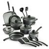 18-Piece Nonstick Cookware Set; Steel Gray