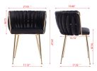 Dining Chair; Thickened fabric chairs with wood legs; Set of 2; Black