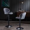 Bar Stools Set of 2 - Adjustable Barstools with Back and Footrest; Counter Height Bar Chairs for Kitchen; Pub -Grey