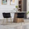 Dining Chair; Thickened fabric chairs with wood legs; Set of 2; Black