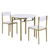 TOPMAX Modern 3-Piece Round Dining Table Set with Drop Leaf and 2 Chairs for Small Places; Golden Frame+Faux White Granite Finish