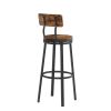 Swivel bar stool set of 2 with backrest; industrial style; metal frame; 29.5'' high.(Rustic Brown; 13.4''w x 40.5''h)