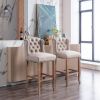 30 Inches Seat Height Bar Chairs Set of 2; Wing Back Farmhouse Nailhead Trim Upholstered Bar stools with Tufted Upholstered ; Cream