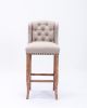 30 Inches Seat Height Bar Chairs Set of 2; Wing Back Farmhouse Nailhead Trim Upholstered Bar stools with Tufted Upholstered ; Cream