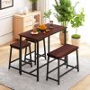 4-Piece Dining Table Set Home Kitchen Table and Chairs Industrial Wooden Dining Set with Metal Frame and 2 Stools+1 Bench; Dark Brown