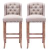 30 Inches Seat Height Bar Chairs Set of 2; Wing Back Farmhouse Nailhead Trim Upholstered Bar stools with Tufted Upholstered ; Cream