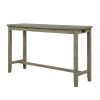 TOPMAX 4 Pieces Counter Height Table with Fabric Padded Stools; Rustic Bar Dining Set with Socket; Gray Green