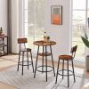 Round bar stool set with shelves, stool with backrest Rustic Brown,23.62''w x 23.62''d x 35.43''h