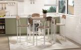 TOPMAX Farmhouse 5-piece Counter Height Drop Leaf Dining Table Set with Dining Chairs for 4; White Frame+ Rustic Brown Tabletop