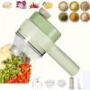 1pc 4 In 1 Vegetable Chopper Handheld Electric Vegetable Cutter Set Portable Wireless Garlic Mud Masher Garlic Press And Slicer Set