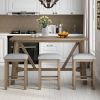 TREXM Multipurpose Home Kitchen Dining Bar Table Set with 3 Upholstered Stools(Natural Wood Wash)