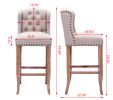 30 Inches Seat Height Bar Chairs Set of 2; Wing Back Farmhouse Nailhead Trim Upholstered Bar stools with Tufted Upholstered ; Cream