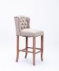 30 Inches Seat Height Bar Chairs Set of 2; Wing Back Farmhouse Nailhead Trim Upholstered Bar stools with Tufted Upholstered ; Cream