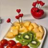 10pcs; Love Fruit Forks; Stainless Steel Cake Fork Set; Home Snacks Tableware Set; Kitchen Household Items; Valentine's Day Party Favors