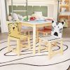 5 Piece Kiddy Table and Chair Set ; Kids Wood Table with 4 Chairs Set Cartoon Animals (bigger table)(3-8 years old)