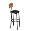 Bar Table Set with 4 Bar stools PU Soft seat with backrest (Rustic Brown; 47.24''w x 23.62''d x 35.43''h)