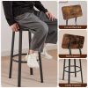 Swivel bar stool set of 2 with backrest; industrial style; metal frame; 29.5'' high.(Rustic Brown; 13.4''w x 40.5''h)