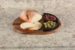 Charcuterie/ Serving Tray w/ 2 black triangular ceramic bowls