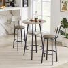 JHX Bar Table Set with 2 Bar stools PU Soft seat with backrest (Grey; 23.62''L*23.62''W*35.43''H)